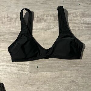Aerie Black Bikini Top with Plunging V-Neck